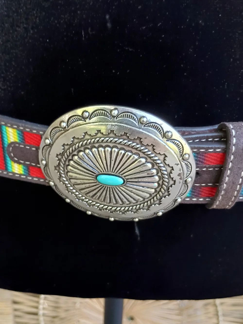 Ariat Multicolor Striped Belt with Silver Concho